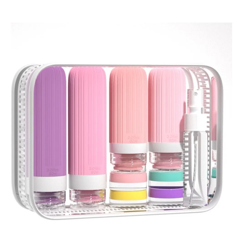 18 Unidades Botellas De Viaje Para Artículos De Tocador Rosa
