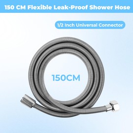 Universal Duschschlauch Edelstahl,150cm Verdrehschutz Universal Duschschlauch,Edelstahl Brauseschlauch,Flexibler Glatter PVC Brauseschlauch,G1/2 Zoll Silber Duschschläuche,für Badarmaturen Ersatz