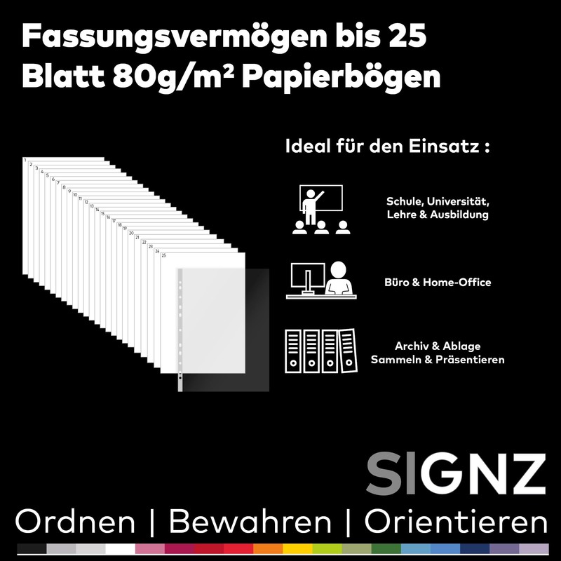 SIGNZ Document Wallets Extra Wide (DIN A4, Strong 80 My),