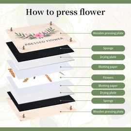 MIDZH Extra Large Flower Press, 10.8" x 10.8" 4 Layers Wooden Flower Pressing Kit, DIY Pressed Flower Preservation Kit,Flower Pressing Kit for Adults，DIY Arts and Crafts for Adults.