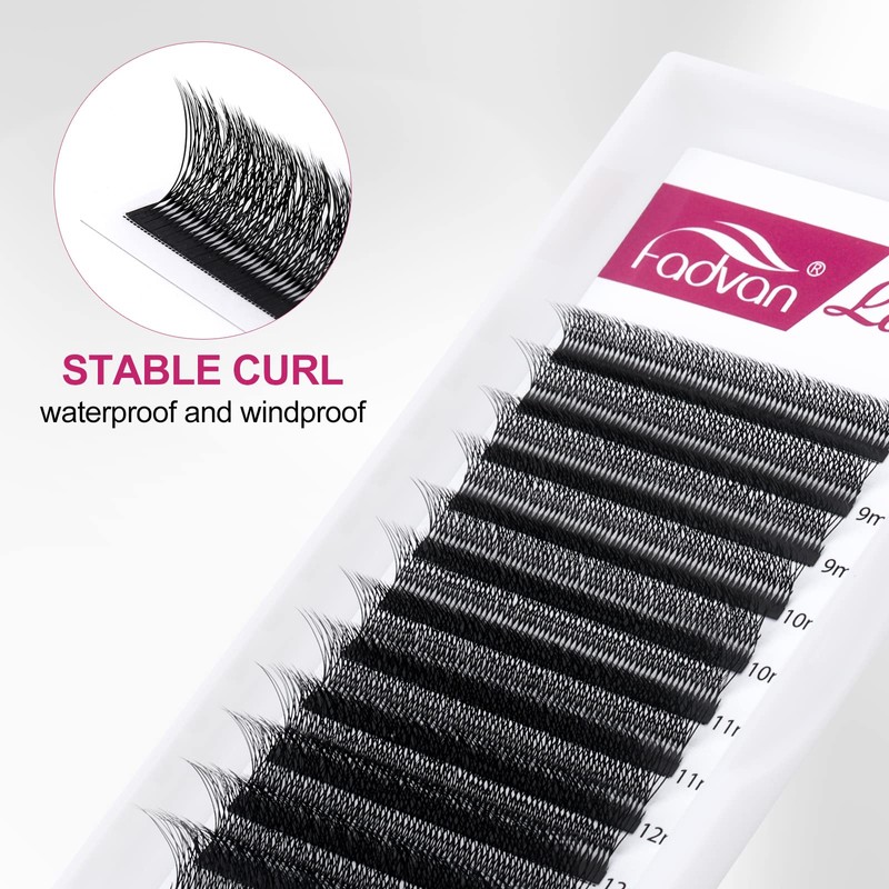 FADVAN 8D W-Shaped Volume Eyelashes, 0.07D Curl, 8-15 mm, Mixed