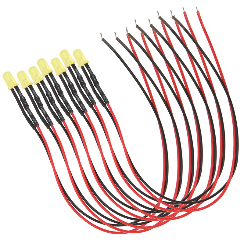 100pcs 12V Clear 5mm Prewired Light Emitting Diodes with 20cm