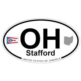 US Decal, Inc. Stafford, Ohio Oval Sticker with State Flag