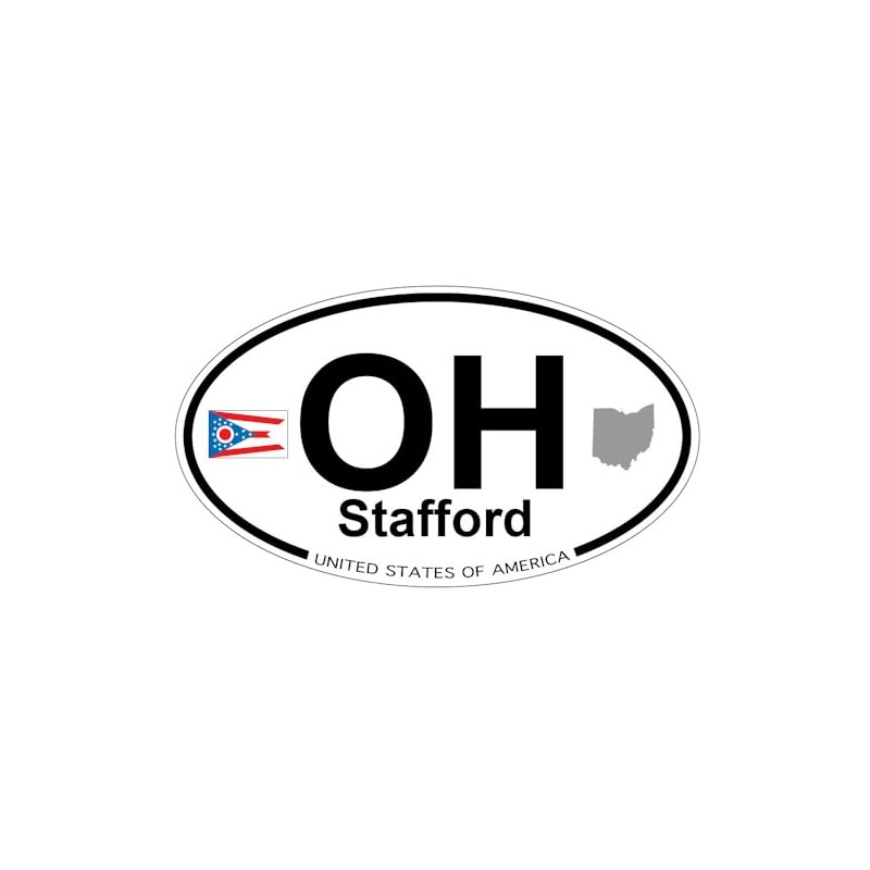 US Decal, Inc. Stafford, Ohio Oval Sticker with State Flag
