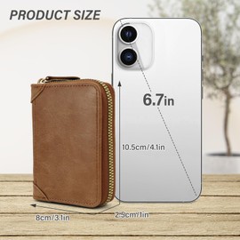 AdiStylinno Credit Card Holder, RFID Blocking Zip Card Case Organizer, Business PU Leather Accordion Wallet for Women Men (Khaki)