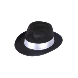 Henbrandt Adult Al Capone Gangster Hat Black with White Ribbon