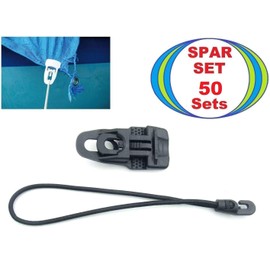 50 x Holdon® Tarpaulin Clips Midi Black + 25 cm Diameter 4 mm Tensioning Rubber Spannfix – Tarpaulin Tensioner Clips with Bungee Rubber