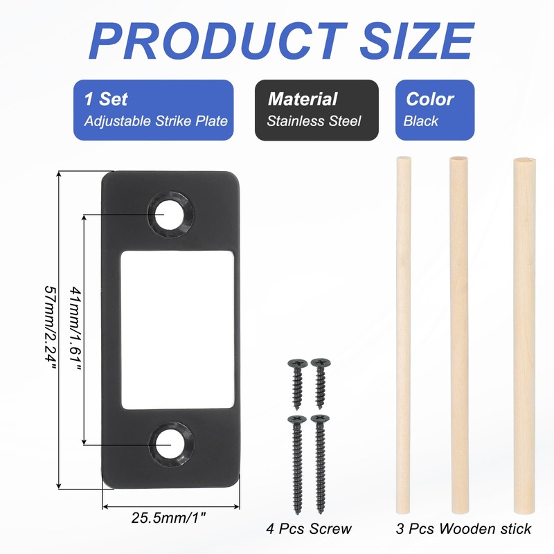 PATIKIL 1" x 2.24" Deadbolt Strike Plate, 1 Set Adjustable