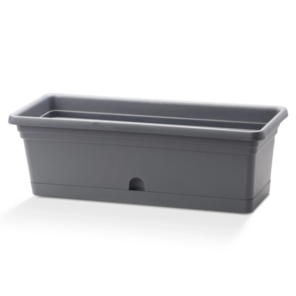 Crescent Garden In/Outdoor Emma Rectangular Plastic Planter, Charcoal, 24in