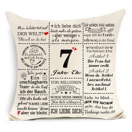 Awyuan 7 Jahre Hochzeitsgeschenk Kissenbezug Originelle Dekoration 7. Hochzeitstag Kissenbezug für Paare Frauen Männer Ehefrau Ehemann Mutter Vater Großeltern