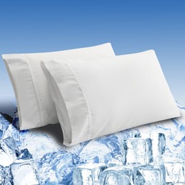 LOVSTOY Cooling Pillow Cases Set of 2,Queen Size Cool Pillowcases for Hair Skin and Hot Sleepers, Soft Silky Summer Pillow Cover with Envelope Closure, White, 20"x30"