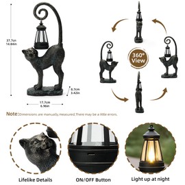 ZioWio Solar Cat Garden Decor Outdoor Statue - Cat with LED Waterproof Sculptures Lights, Cute Pond/Yard Statues Outside Decoration, Home, Lawn, Patio, Resin Animal Ornament, Women/Gardening Gift