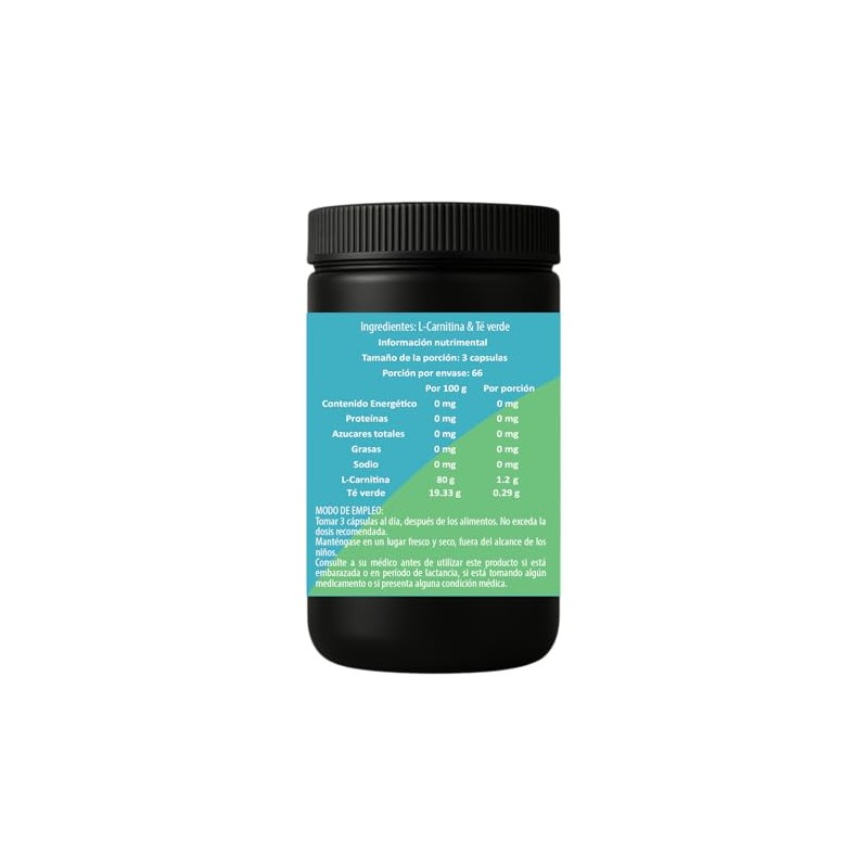 IsaaQuim L-Carnitina con Té Verde Suplemento Alimenticio en Cápsulas 200
