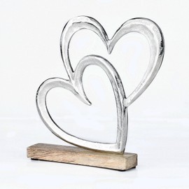 Marrakech Heart Decorative Stand, 20 cm, Large Decorative Object, Amour 8 as Table Decoration, Windowsill Decoration, Silver