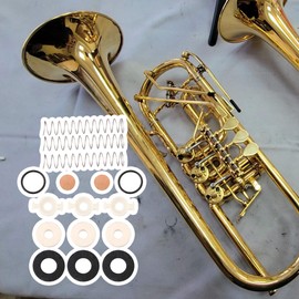Yibuy 16pcs Trumpet Valve Piston Guide with Felt Pad Valve Spring for Trumpet Copper Metal Plastic Multicolor