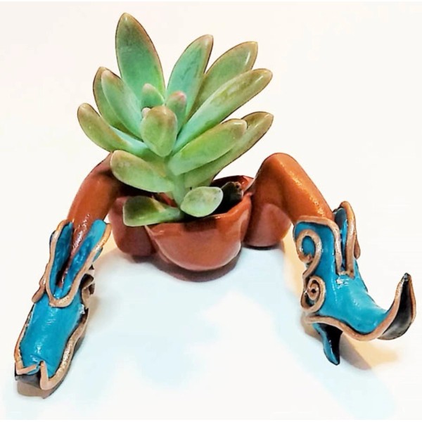 Gar-Zen Botanical Designs Southwest Flower Pot with Succulent plant Handmade