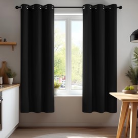 Deconovo Black Blackout Curtains for Bedroom – Set of 2 42W x 63L Inch Thermal Insulated & Noise Reducing Panels–Home Window Room Darkening Sustainable Grommet Drapes for Living Room and Nursery