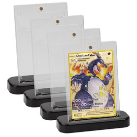 4 x Magnetic Card Holder 35PT Magnetic Card Holder with 4 x Trading Card Stand Card Sleeves Trading Card Sleeve UV Card Foils Magnetic Holder Hard Case for Yugioh TCG Toploader