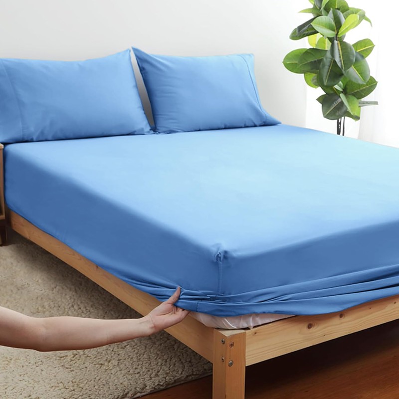 SSW HOMES Fitted Sheet Extra Deep 40cm, Brushed Microfiber Breathable