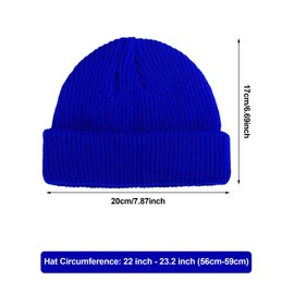 SATINIOR 2 Pieces Winter Short Fisherman Beanie Hat Trawler Beanie Watch Hat Edge Skullcap for Men (Black and Blue)