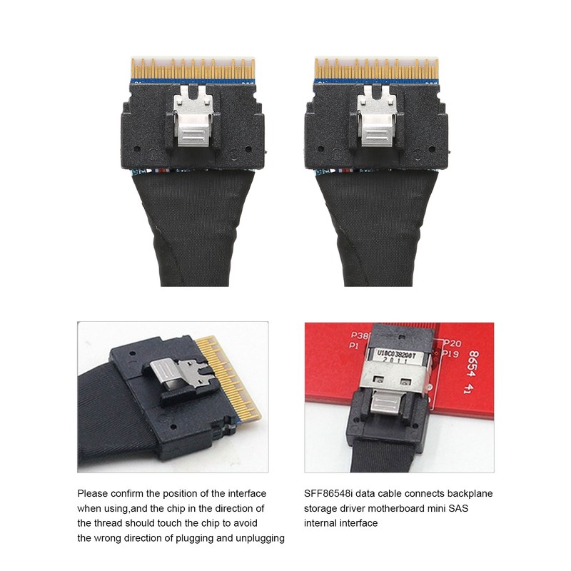 Data Transmission Cable Slim SAS SFF‑8654 8i to SFF‑8654 8i