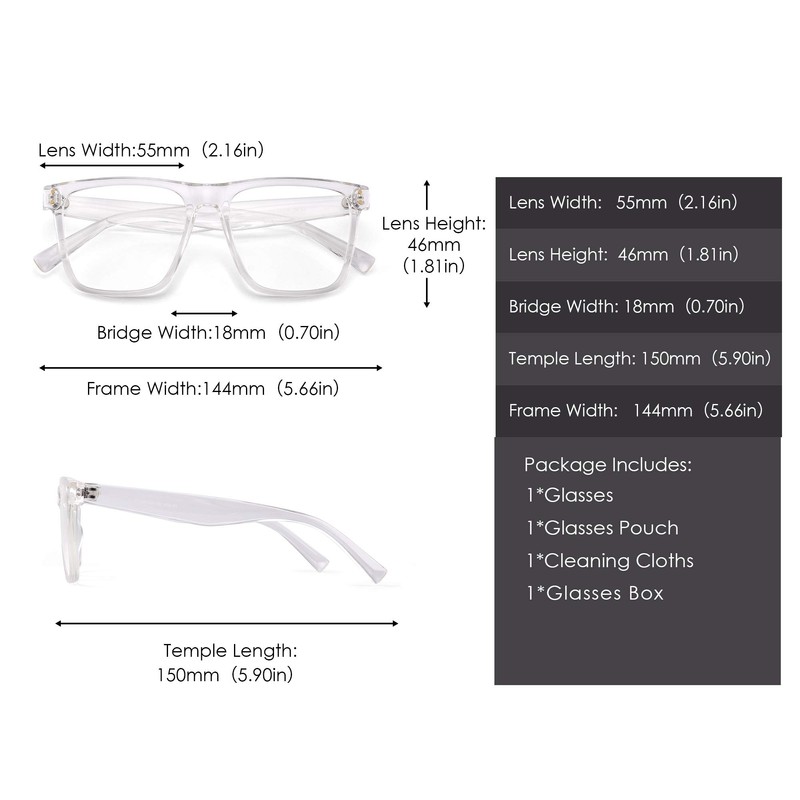 GLINDAR Blue Light Blocking Glasses for Women Men Oversized Square