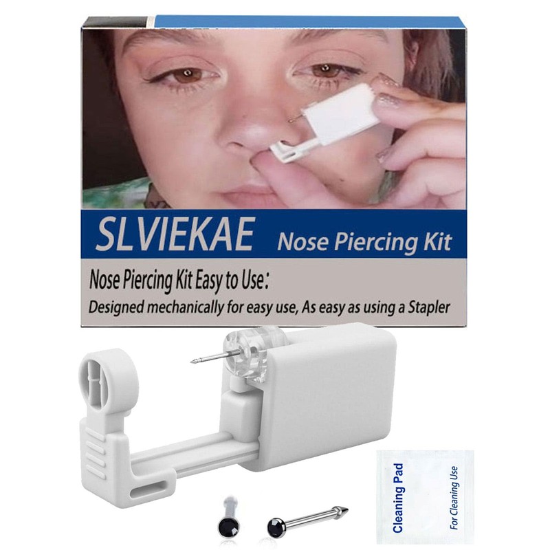 SLVIEKAE Nose Piercing Kit, Nostril Pierce Kits Nose Perforated Gun