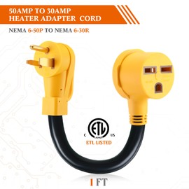 4 Prong to 3 Prong Dryer Adapter Compatible with NEMA 6-50P to 6-30R 240V 50 Amp Male Plug 30 Amp Female Receptacle Heavy Duty Dryer Plug Adapter Generator EV Charger Cord Power Adapter, ETL Listed