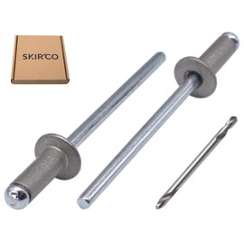 SKIR'CO (Pack of 100) Blind Rivets Painted 3.2 x 8 mm, Aluminium Pop Rivets, Drill Included (Grey Aluminium RAL 9007)