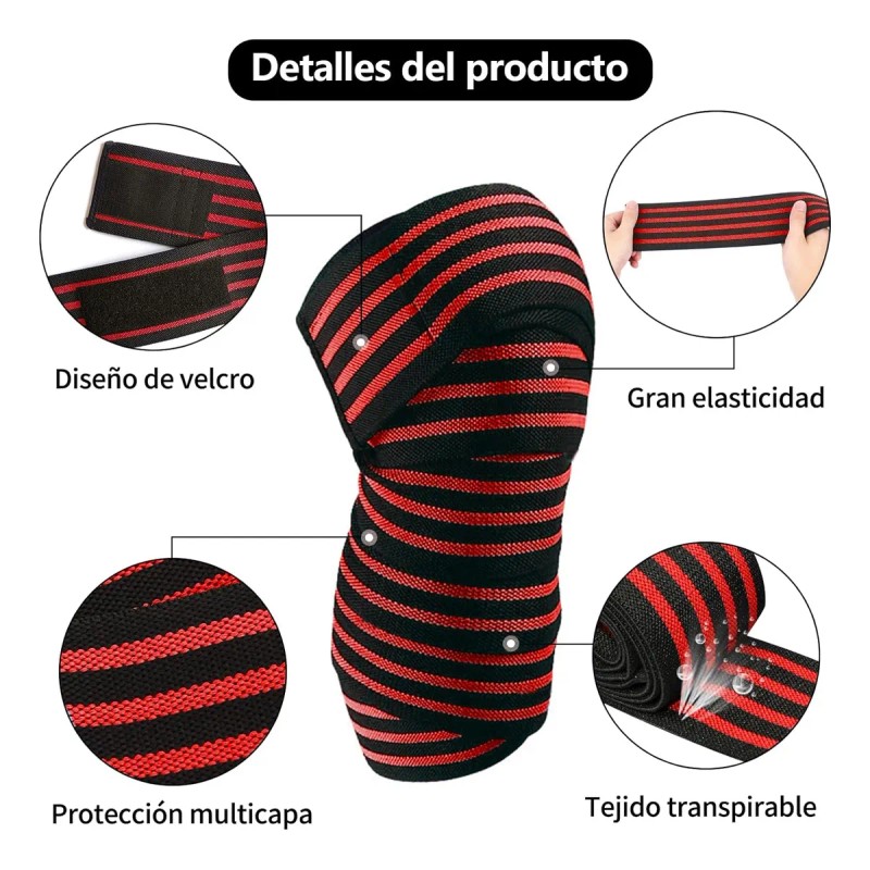 1 Par Vendas Para Rodilla Knee Wraps Elastica Rodilleras Gym