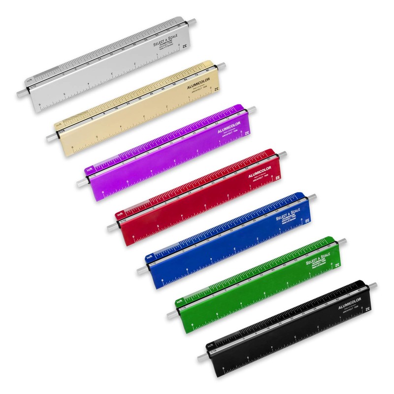 Alumicolor Select-a-Scale Architect Drafting Tool w/Rotating Calibration Rod (6IN, Green)