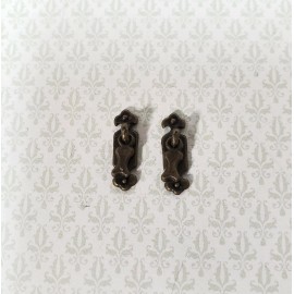 Town Square Miniatures Dollhouse Drawer Pulls Drop Handle x2 1:12 Scale Miniature Antique Bronze S3017