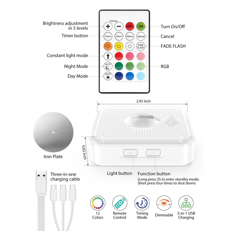GBEAST 6 Pack Under Cabinet Lighting, Rechargeable Motion Sensor Puck