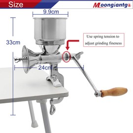 Moongiantgo Manual Grain Mill Coffee Grinder Stainless Steel Hand Operated Grain Grinder with Hand Crank Table Clamp for Rice Nixtamalized Corn Spices Pepper Chickpeas Seeds Beans