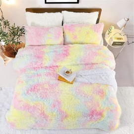 Sacebeleu Set of 2 Cushion Covers 40 x 80 cm, Plush Flannelette Fluffy Decorative Cushion Cover Double Pack, Colourful Winter Pillowcases