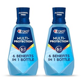 Crest Enjuague bucal Pro Health Multi-Protection, 1L, paquete de 2, beneficios 6 en 1, sin alcohol, reparación de esmalte, ambientador de aliento, ant