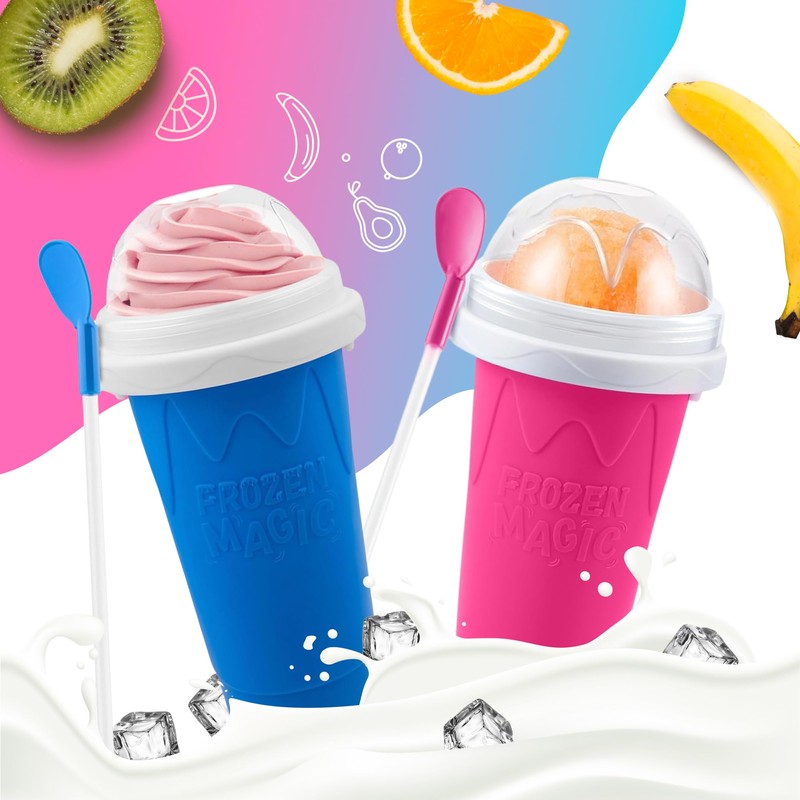 Slushy Maker Squeeze Cup, Portable Smoothie Squeeze Cup for Juices,