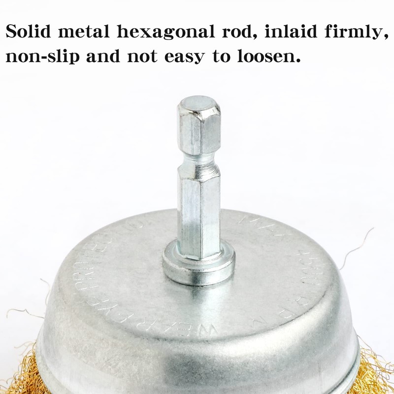 Hiqalty 6PCS Brass Wire Wheel Brush Kit for Drill,Crimped Cup