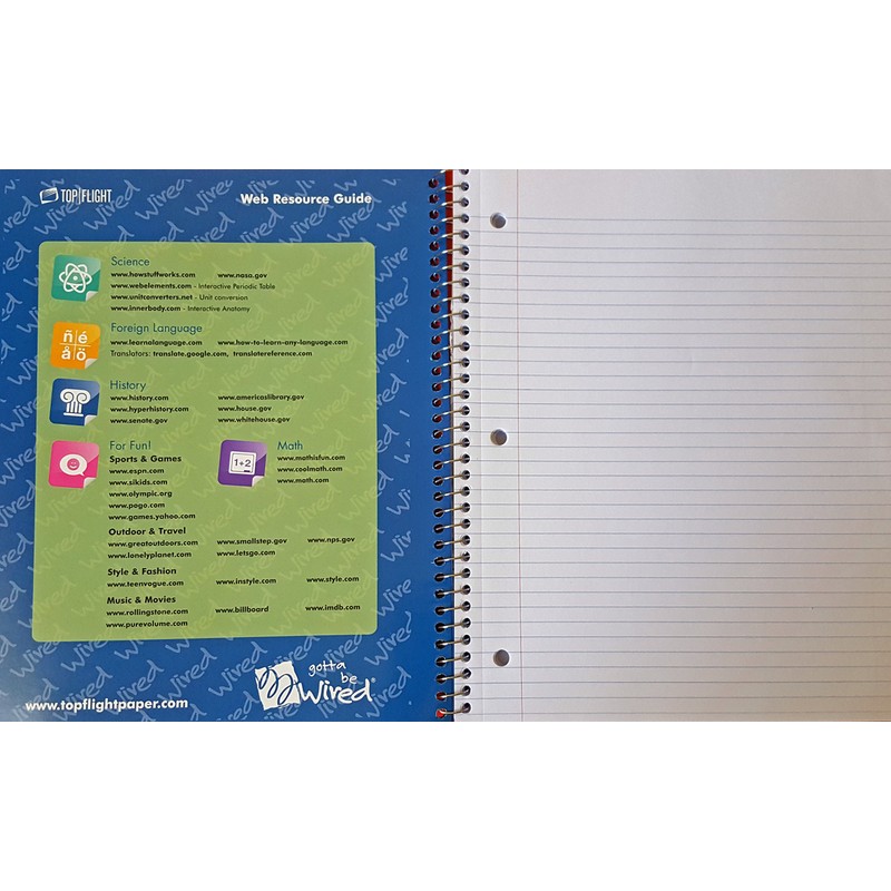 Top Flight Wired 3-Subject Wirebound Notebook (Pack of 3)