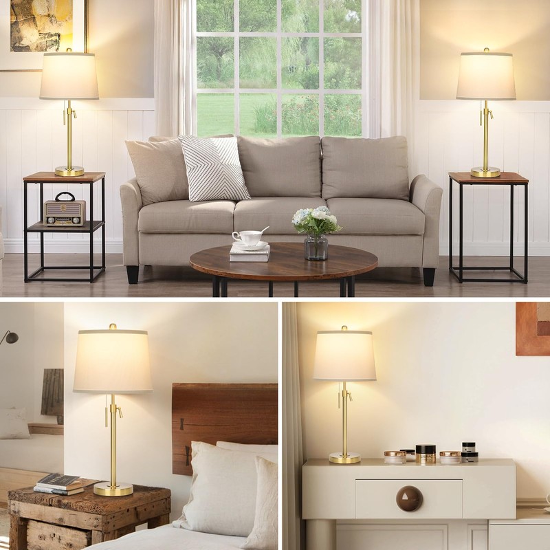 Table Lamps Set of 2,Adjustable Height Bedside Lamp,Gold Tall Lamp