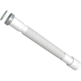 Joker Kitchen Sink Drain Hose 1 Inch 1/4 1 Inch 1/2 Outlet 32 40mm Flexible with Metal Ferrule + Gasket Length 32cm Max 77cm PVC (1" 1/2 Kitchen Outlet 32-40mm)