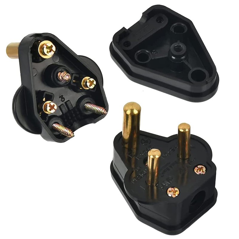 5 Amp Round Pin Plugs, 3 Pack 5A 3 Pin