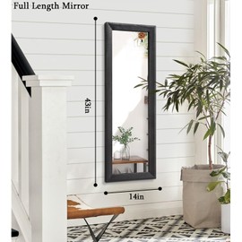 AAZZKANG Full Length Mirror with Wood Framed Modern Large Wall Mirrors 43"x14" Rectangle for Bedroom Living Room Bathroom Dressing Room Entryway Hanging Black