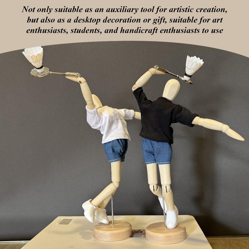 COACOM 2 Pieces Wooden Man, Creative Mannequin, Flexible Joints, Reusable,