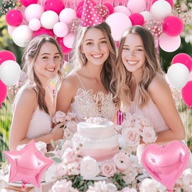 Pink Birthday Decorations for Girls, Pink Happy Birthday Decorations for Her, Pink Happy Birthday Banner, Fringe Curtain for Sweet Pink 13th 15th 16th 18th 21thBirthday Decorations for Girl