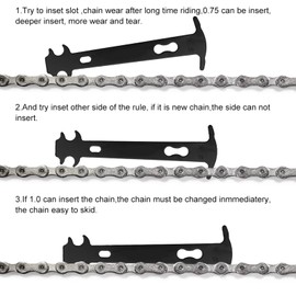 Ausla Chain Wear Indicator, Chain Wear Tool Mountain Bike Chain Wear Ruler Checker Mountain Bike Chain Measuring Ruler Steel Indicator Bicycle Repair Tool Bicycle Chain
