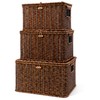 Nonam Wicker Storage Basket with Lid, Large Shelf Baskets for