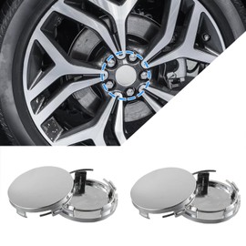 Melakee Car Wheel Center Caps Cover Kit Outer 60mm 2.36 inches Inner 56mm 2.20 inches Snap-in Universal Plastic Wheel Hub Covers Decor Kit Cars Rims Center Hub Cover Caps Accessories, 4PCS Silver