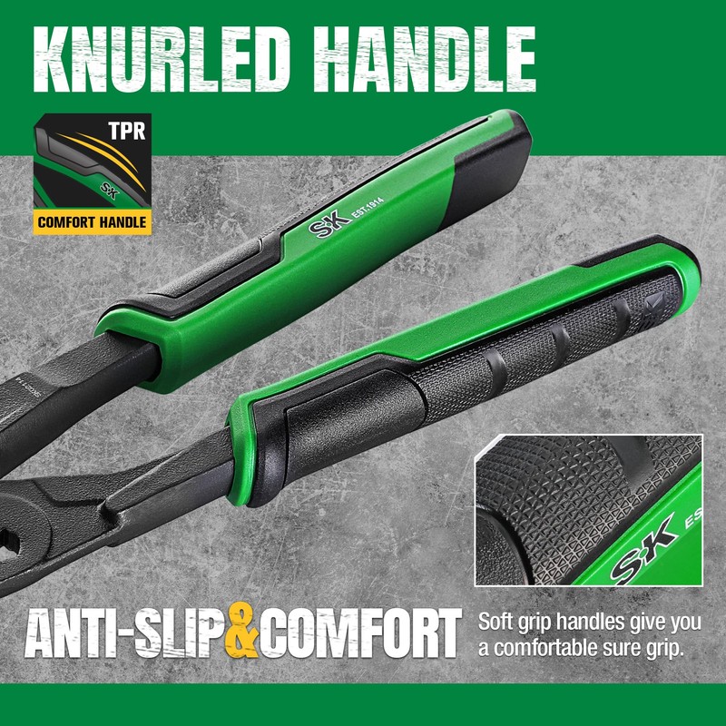 SK 12-Inch Pliers Wrench, Premium CR-V Construction, Smooth Parallel Jaws