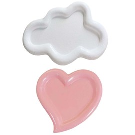 zaoalife 2pcs Jewelry Dish, Cute Cloud Jewelry Tray for Key Ring Trinket, Heart Shape Decorative Plate Pink Trinket Dish Trays Key Ring Holder for Jewelry